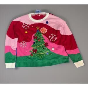 Blizzard Bay Women’s Size Large Ugly Christmas Sweater With Lights NWT